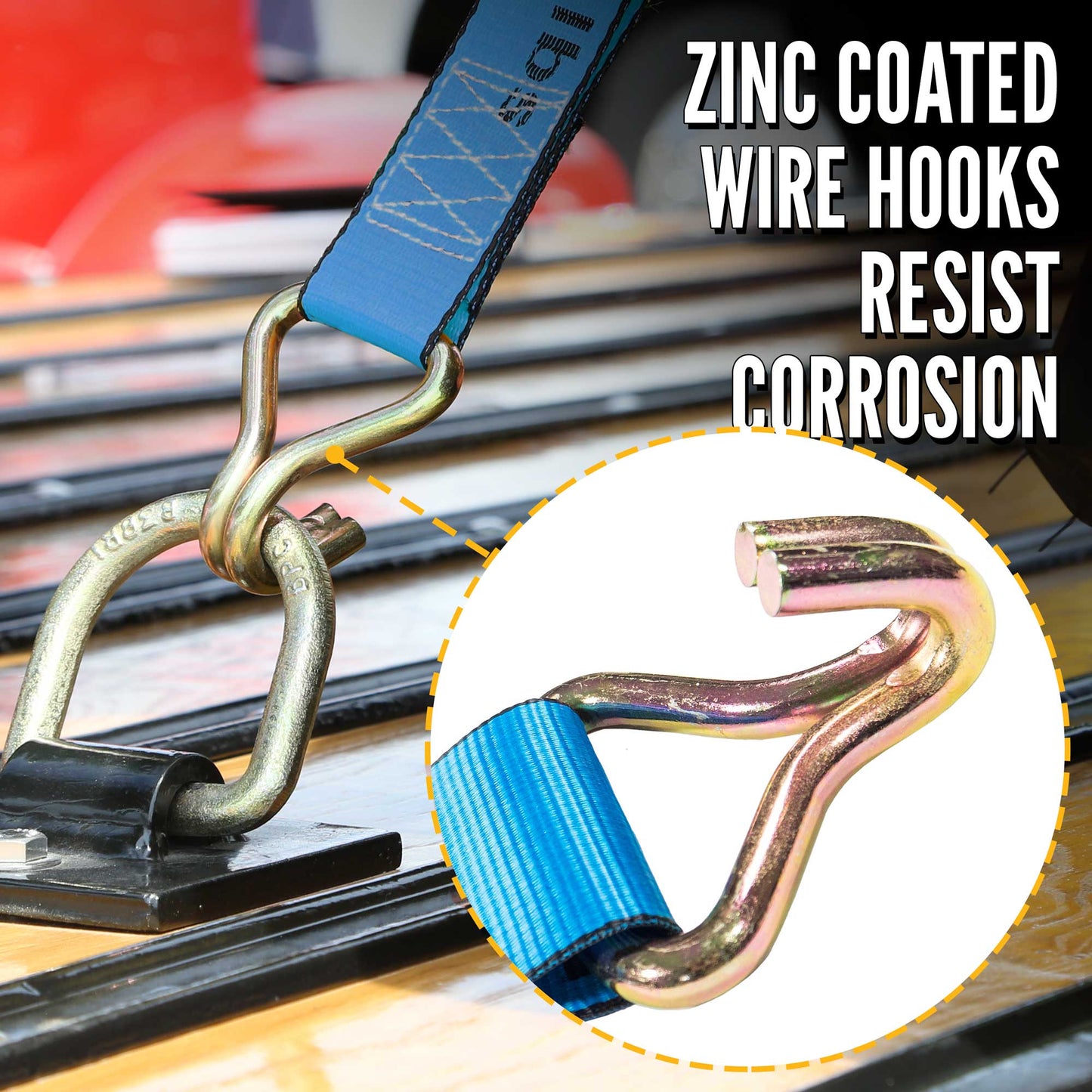 4" x 27' Winch Strap with Wire Hook | Blue