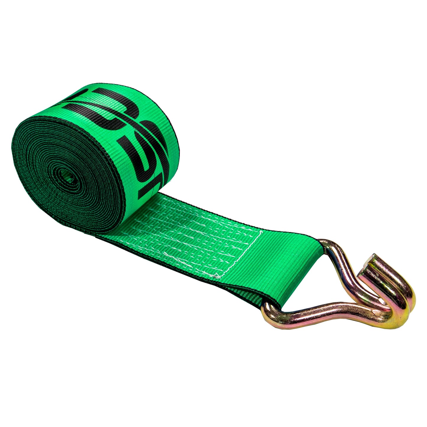 4" x 27' Winch Strap with Wire Hook | Green