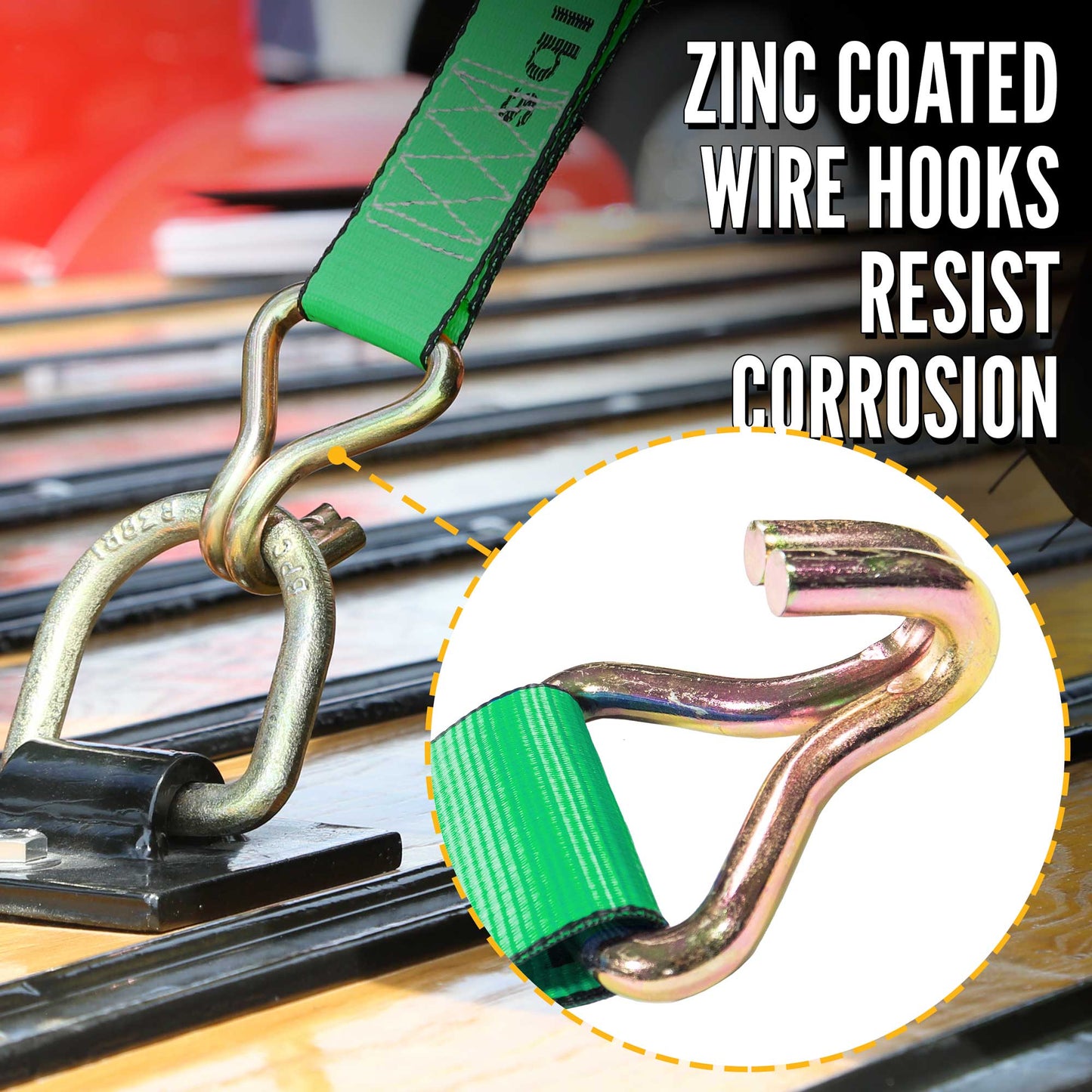 4" x 50' Winch Strap with Wire Hook | Green
