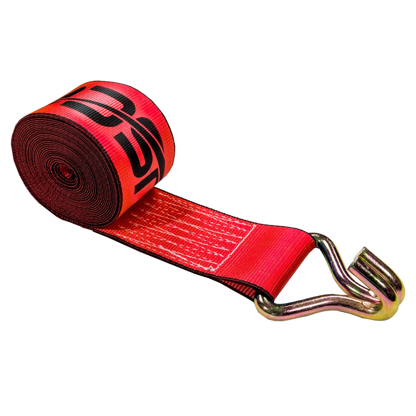 50' 4" heavy-duty red wire hook winch strap