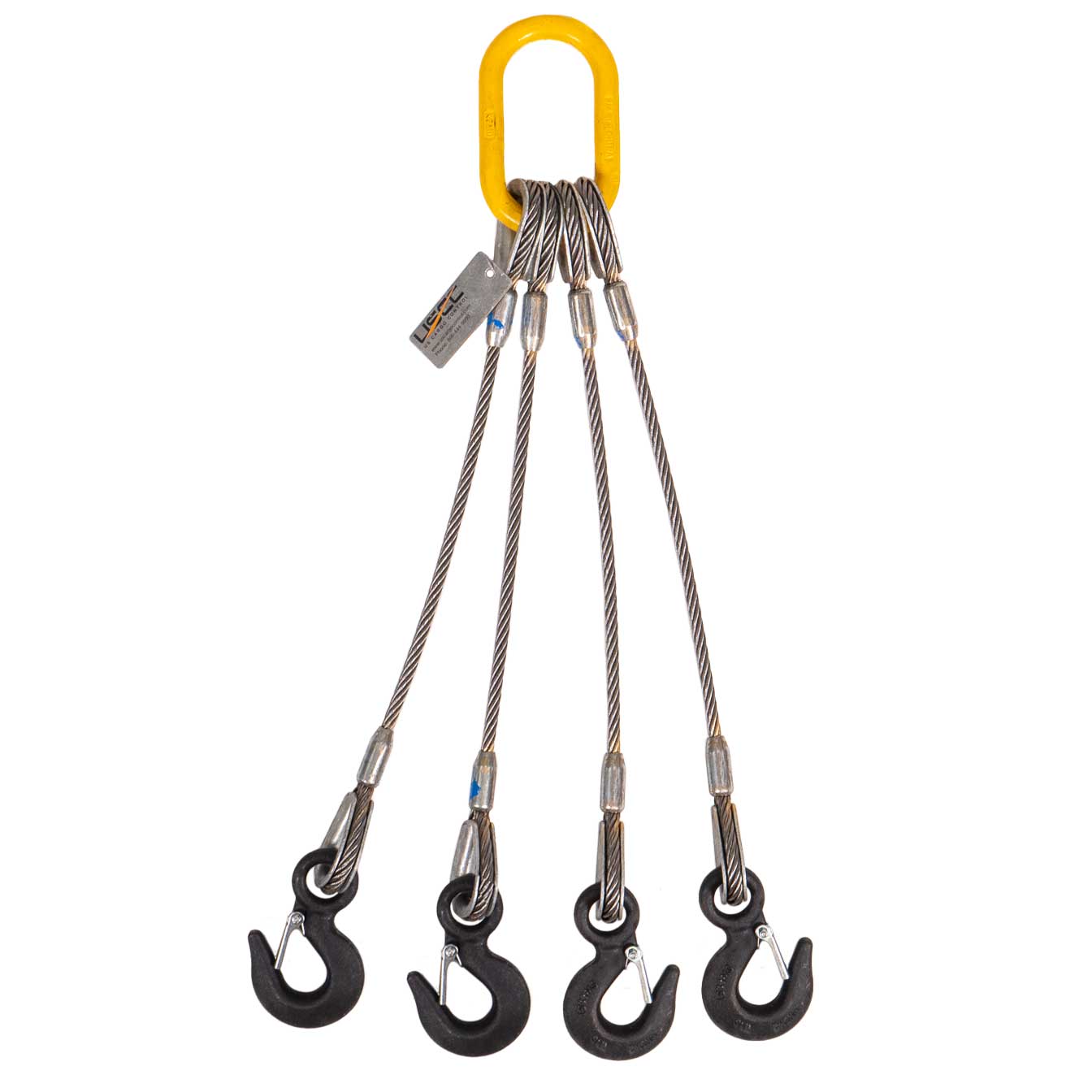 1/2" x 10' 4-Leg Wire Rope Bridle Sling with Eye Hooks