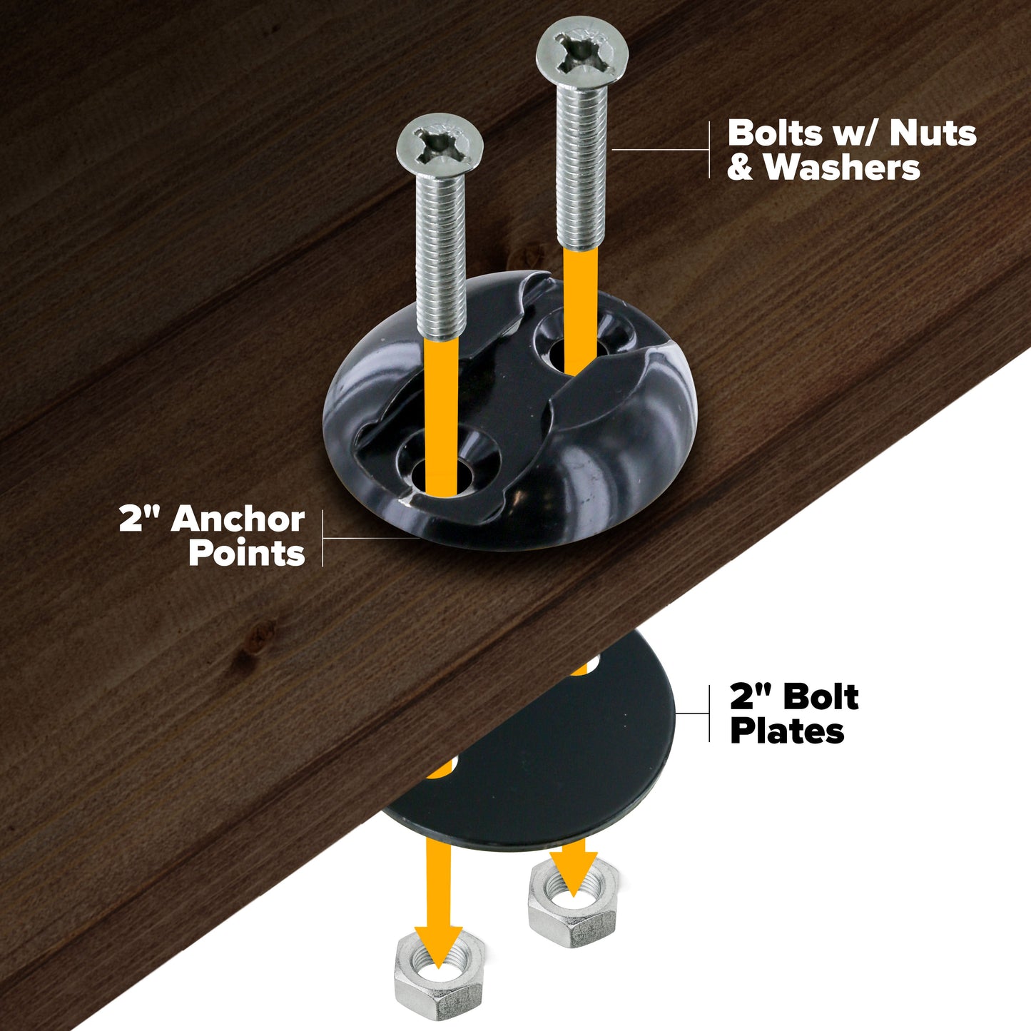 4-Point Single Stud L-Track Anchor Point Motorcycle Tie Down Kit | Black