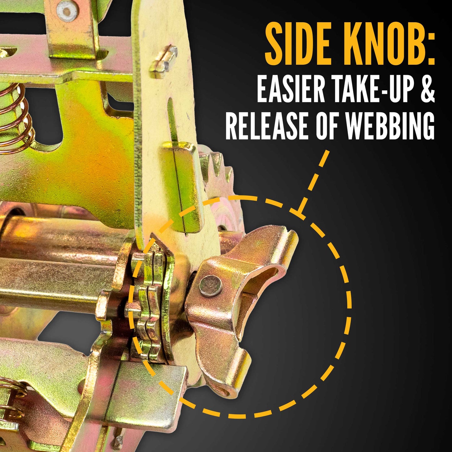 4" x 20' Gear-Driving Reverse-Action Ratchet Strap with Flat Hook | Yellow