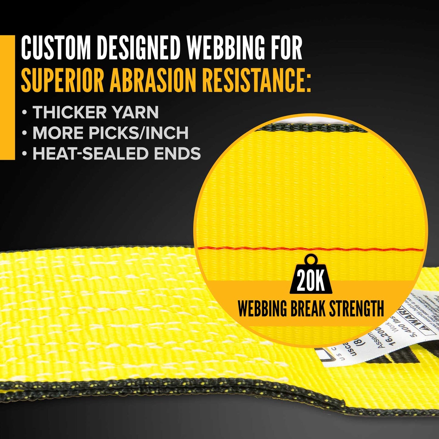 4" x 20' Gear-Driving Reverse-Action Ratchet Strap with Flat Hook | Yellow