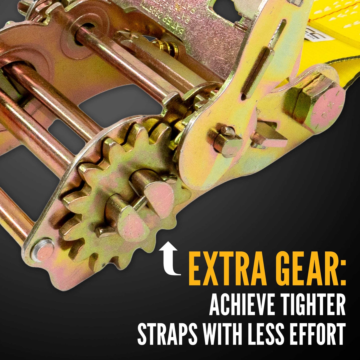 4" x 30' Gear-Driving Reverse-Action Ratchet Strap with Wire Hook | Yellow | 4-Pack