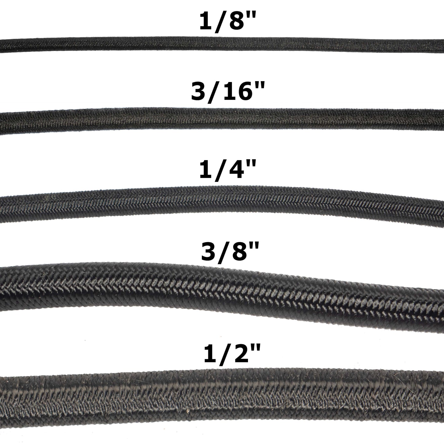 1/4''-6mm Black Polyester Shock Cord - Spool (500')