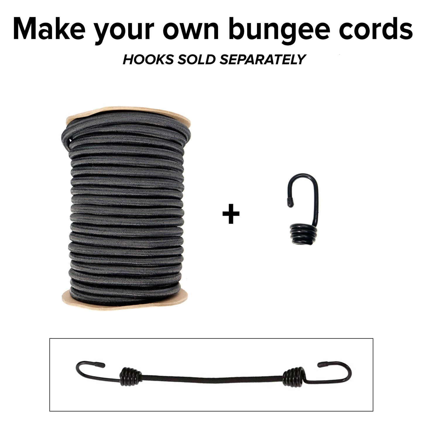 1/2''-12mm Black Polyester Shock Cord 100 ft