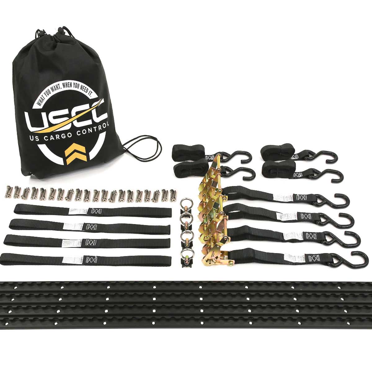 8' Motorcycle L-Track Tie Down System Kit | Black Aluminum L-Track