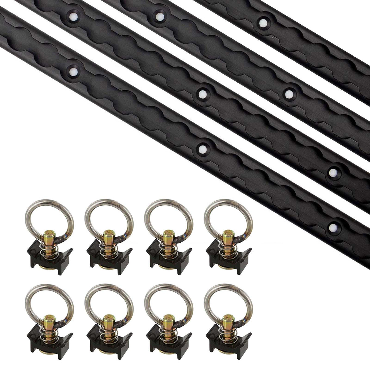 4' L Track Tie Down System Kit | Black Aluminum L-Track | 2-Pack