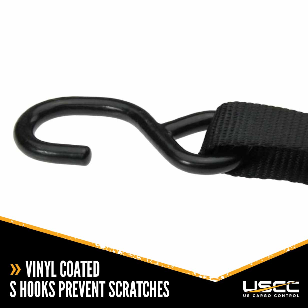 1" x 10' Ratchet Strap with S-Hooks - Motorcycle Ratchet Strap