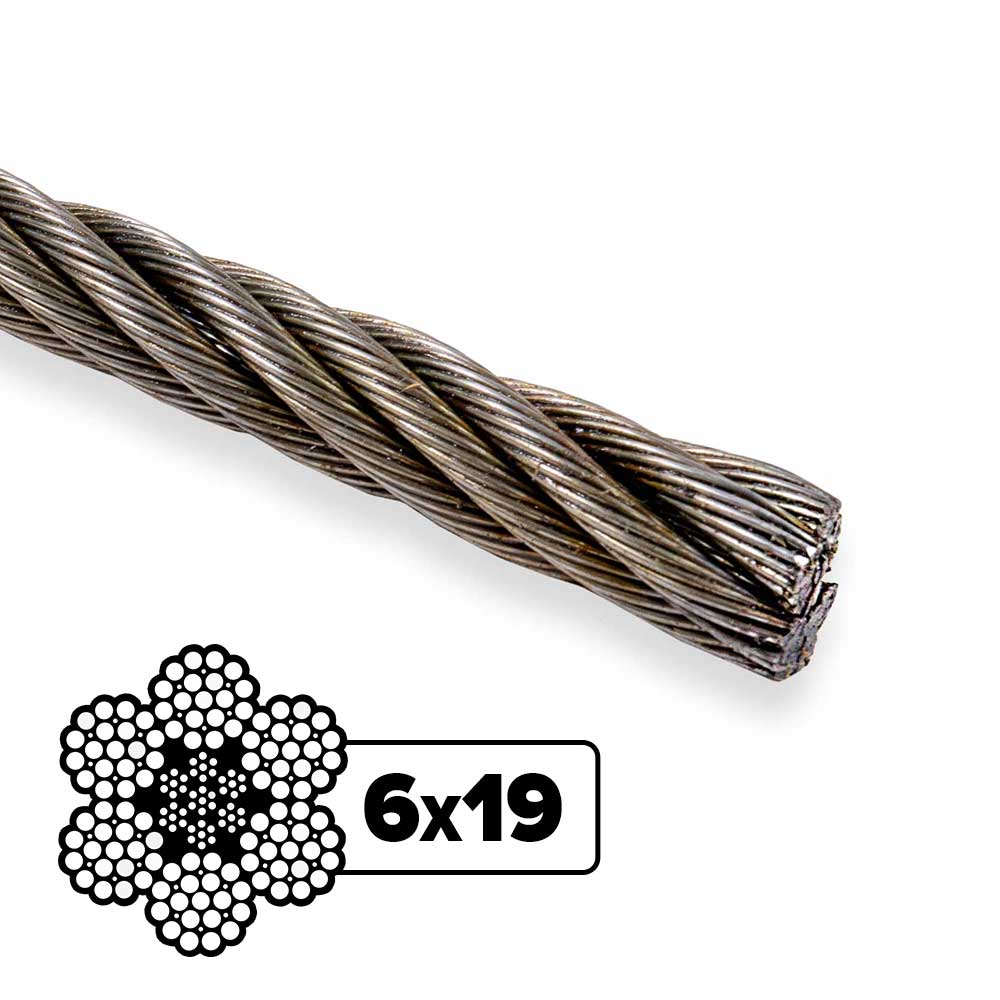 1/2" 6x19 Bright Wire Rope - EIPS IWRC | Linear Foot - Domestic