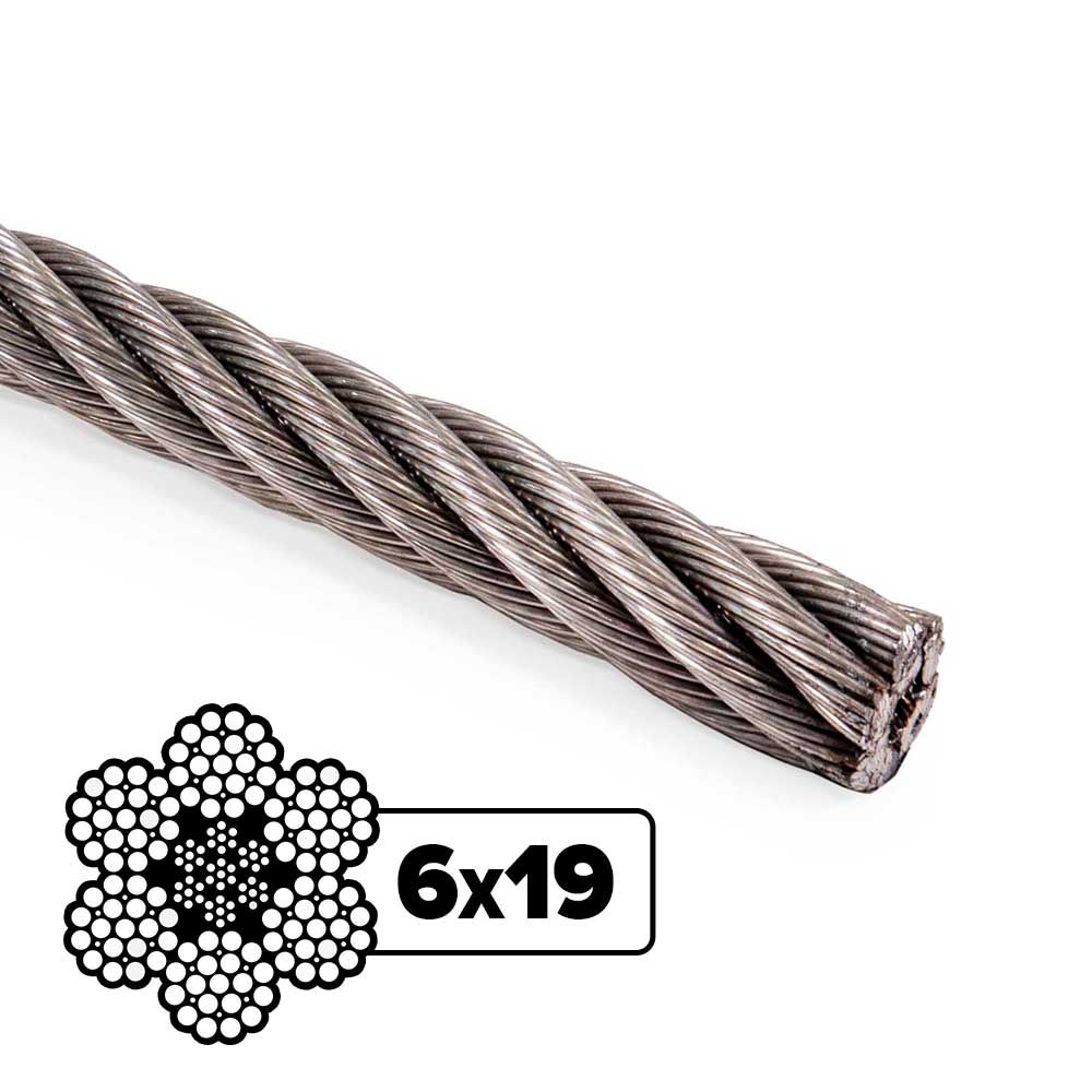 3/4" 6x19 Stainless Steel Wire Rope - Type 304 IWRC | 2,500' Coil