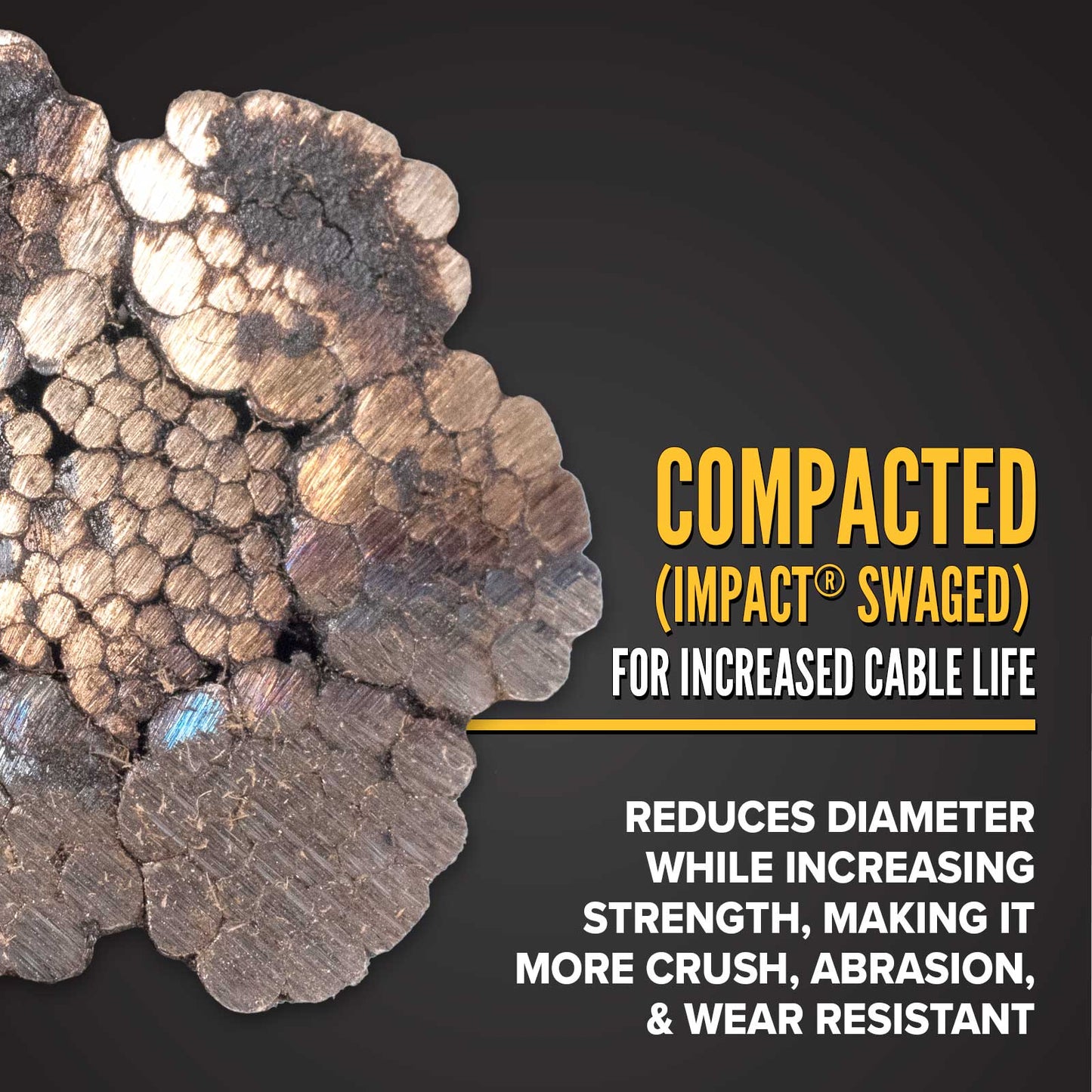 7/8" impact swaged steel cable is smaller but stronger