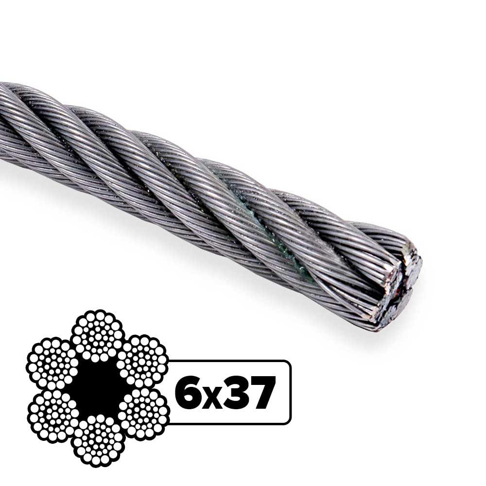 1-1/8" 6x37 Bright Wire Rope - EIPS FC | 5,000' Coil