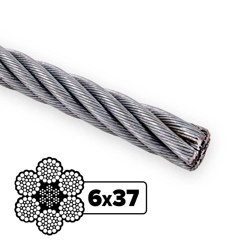 9/16" 6x37 Galvanized Wire Rope - EIPS IWRC | 5,000' Coil