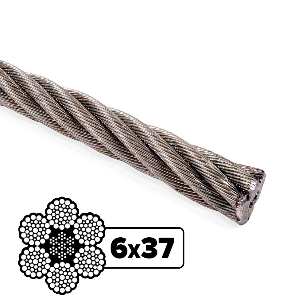 5/8" 6x37 Stainless Steel Wire Rope - Type 304 IWRC | 5,000' Coil