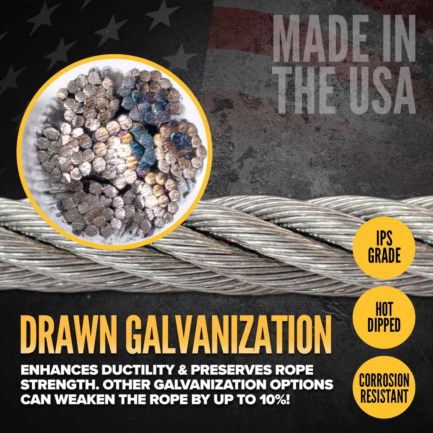 1/4" 7x19 Galvanized Aircraft Cable | 500' Coil - Domestic
