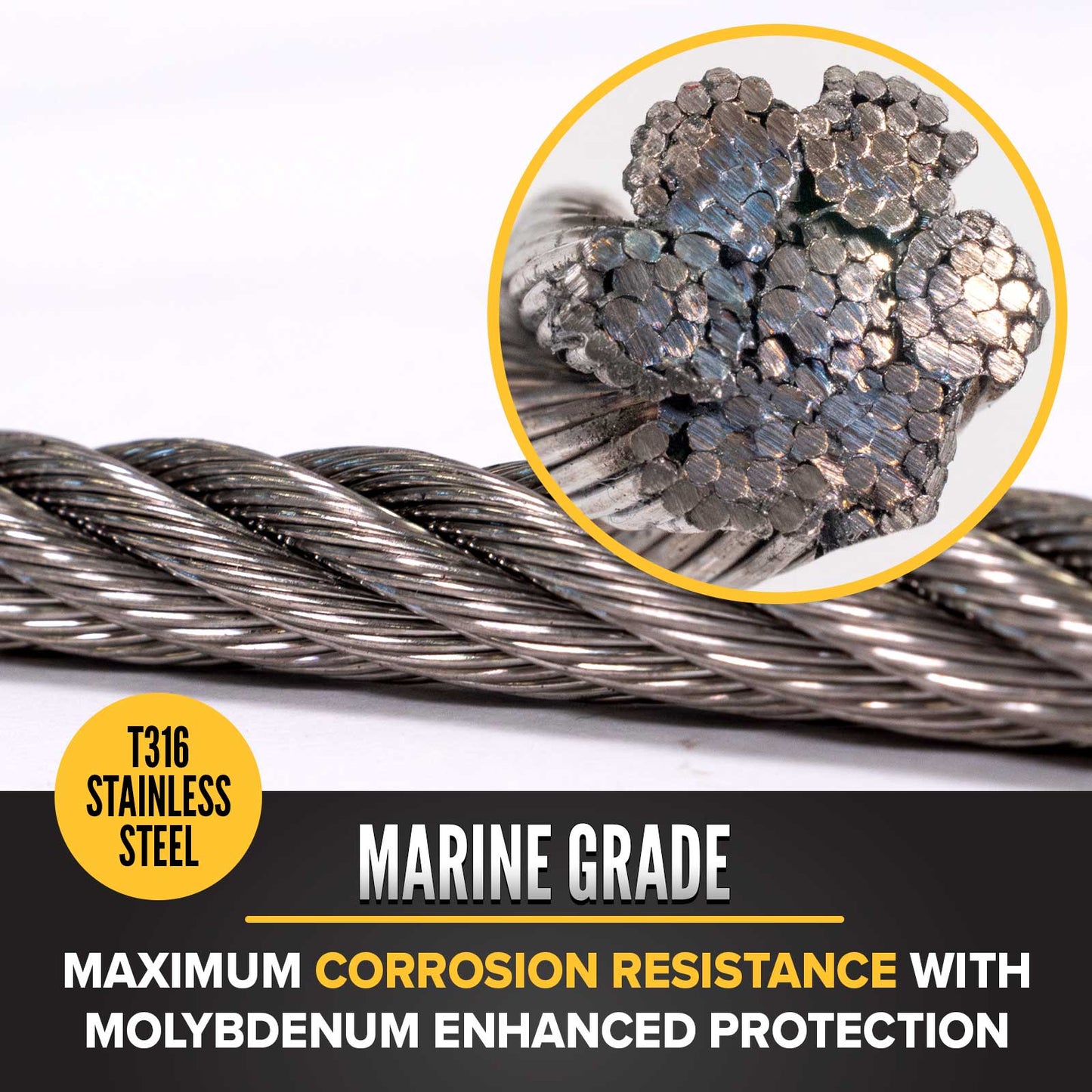 3/8" 7x19 Stainless Steel Aircraft Cable - Type 316 | 5,000 ft.