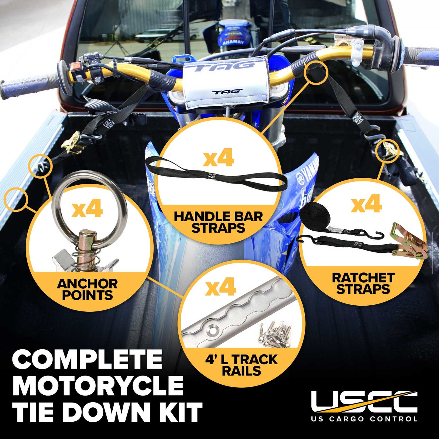 8' Motorcycle L-Track Tie Down System Kit | Aluminum L-Track