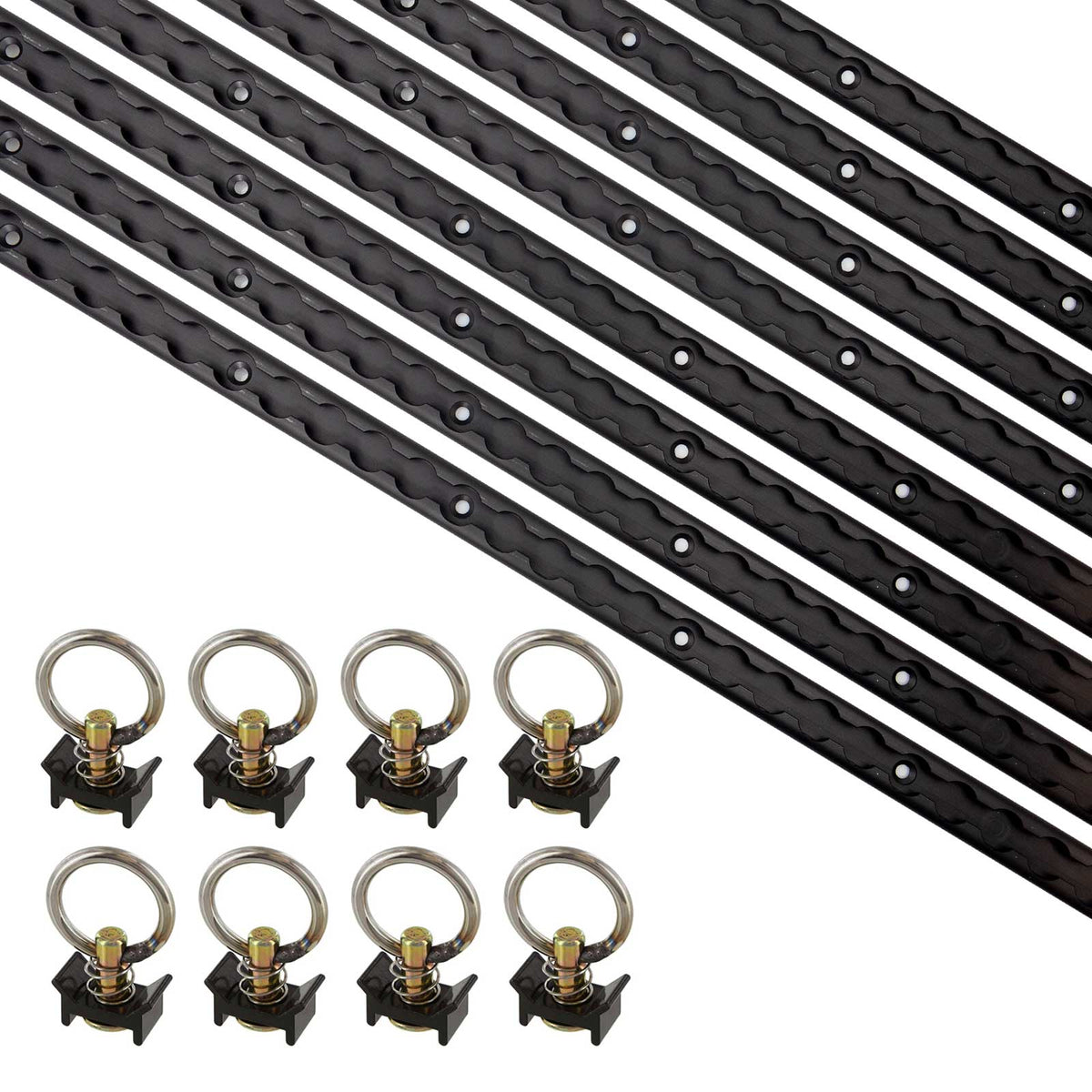 8' L Track Tie Down System Kit | Black Aluminum L-Track | 2-Pack