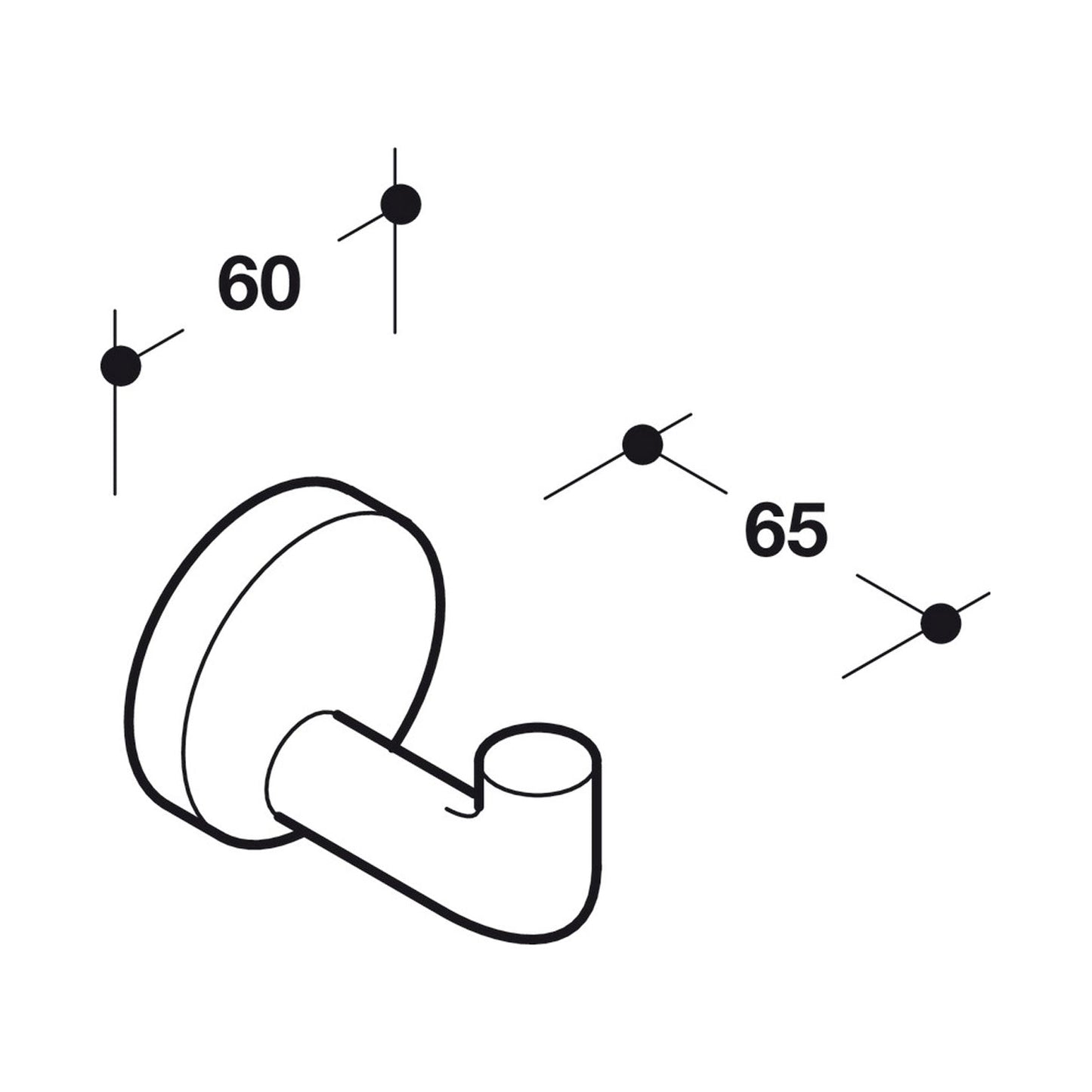 Hafele HEWI Polyamide Wall Mounted Hook - Illustration