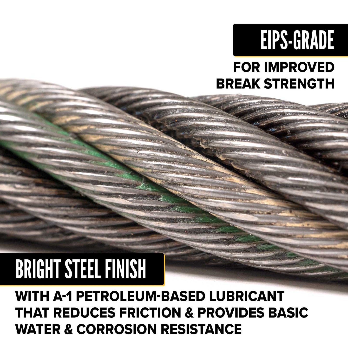 1/2" 8x19 Spin-Resistant Bright Wire Rope - EIPS IWRC | 5,000' Coil