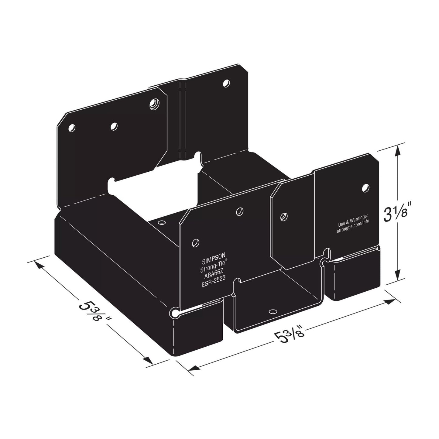 Simpson Strong-Tie ABA66PC 6x6 Adjustable Post Base - Black Powder Coat, ZMAX