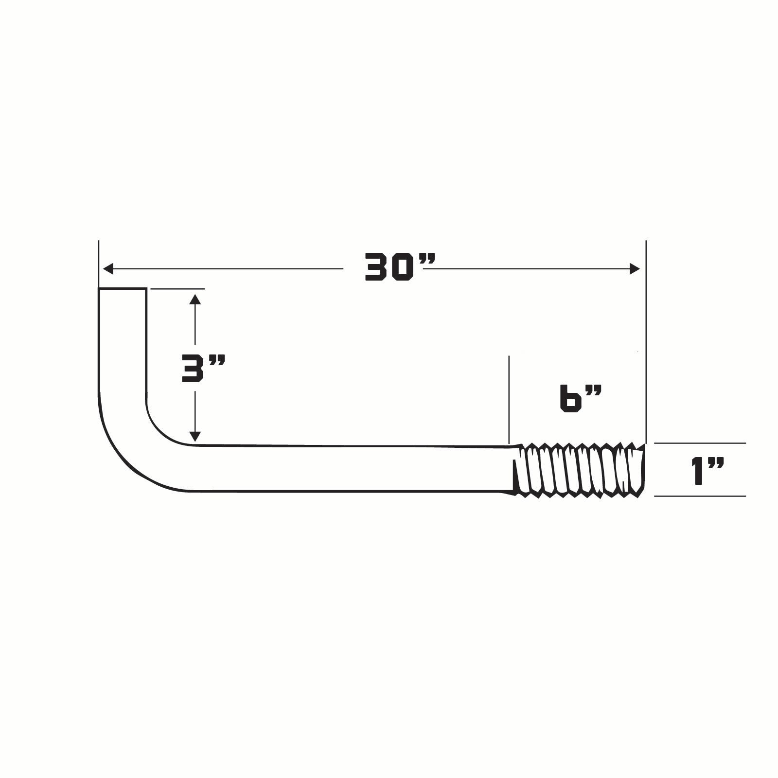 technical drawing of an l-bolt with dimensions labeled