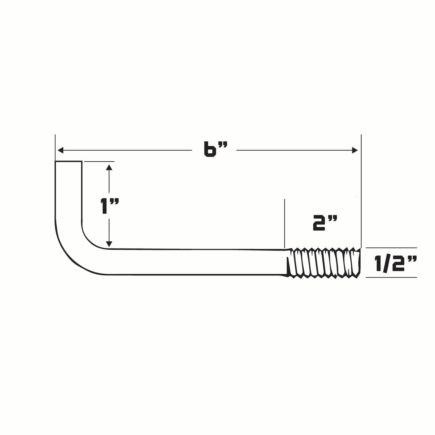 technical drawing of an l-bolt with dimensions labeled 