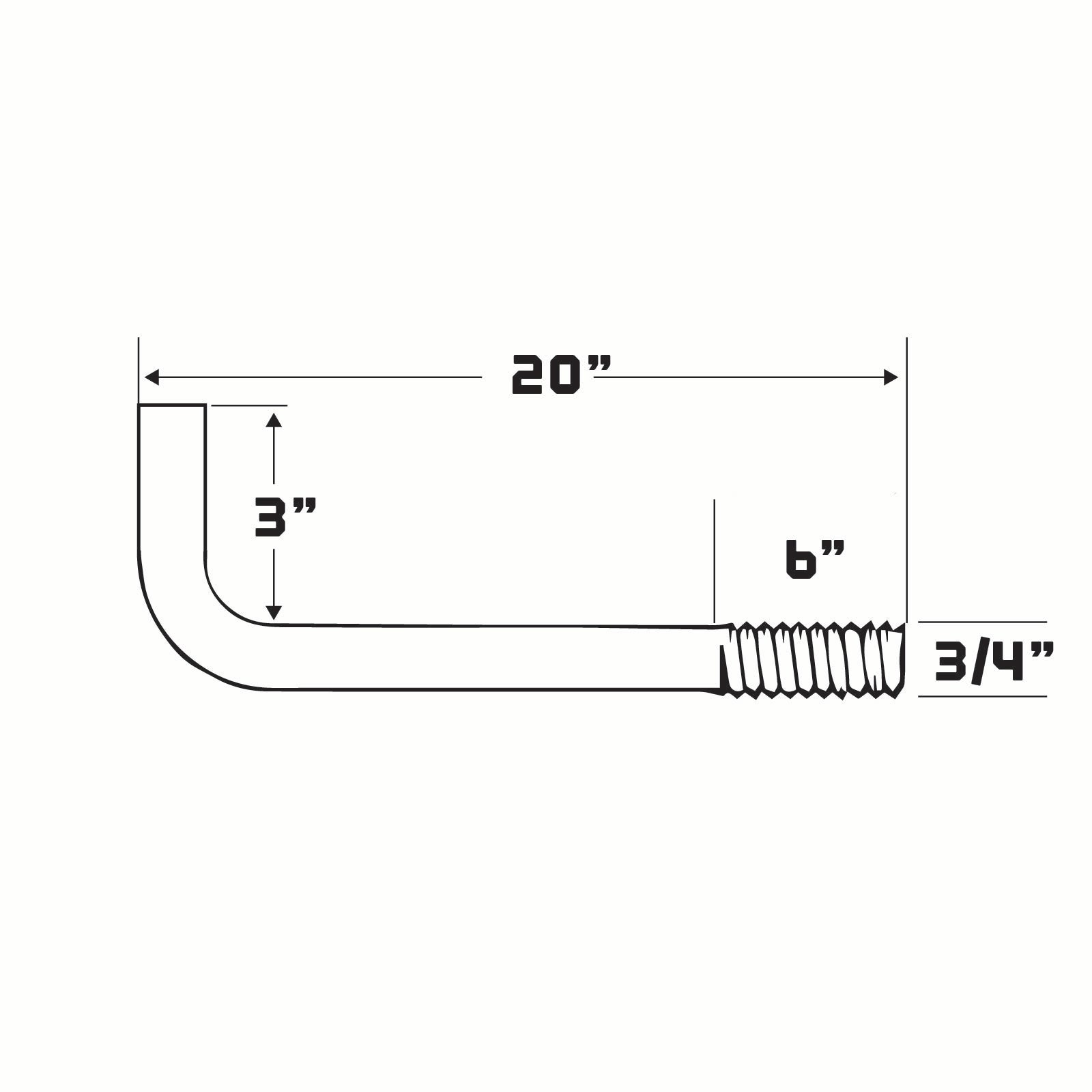 technical drawing of an l-bolt with dimensions labeled 