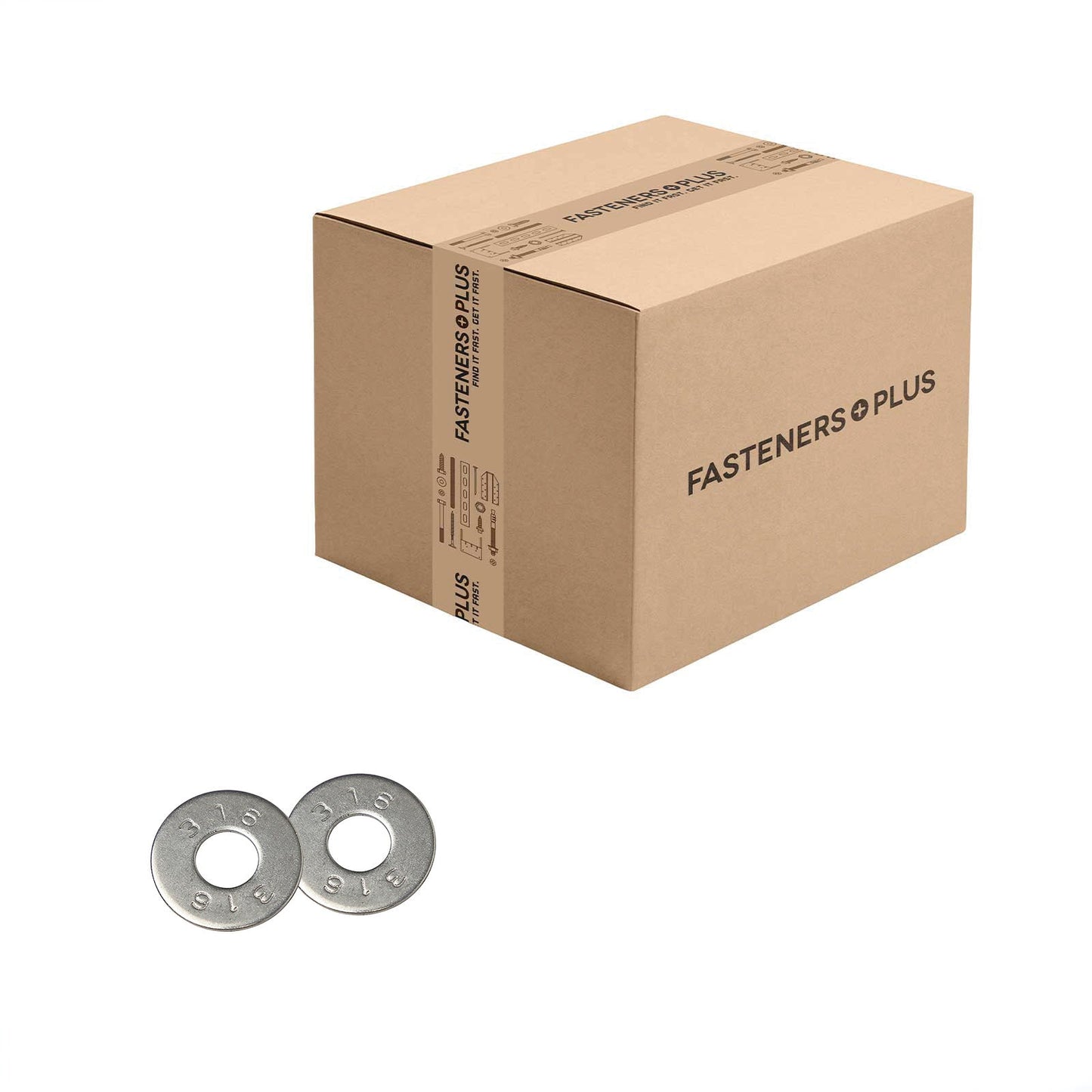 Conquest 3/8" USS Flat Washer - 316 Stainless Steel, Qty. 2,500 - Carton