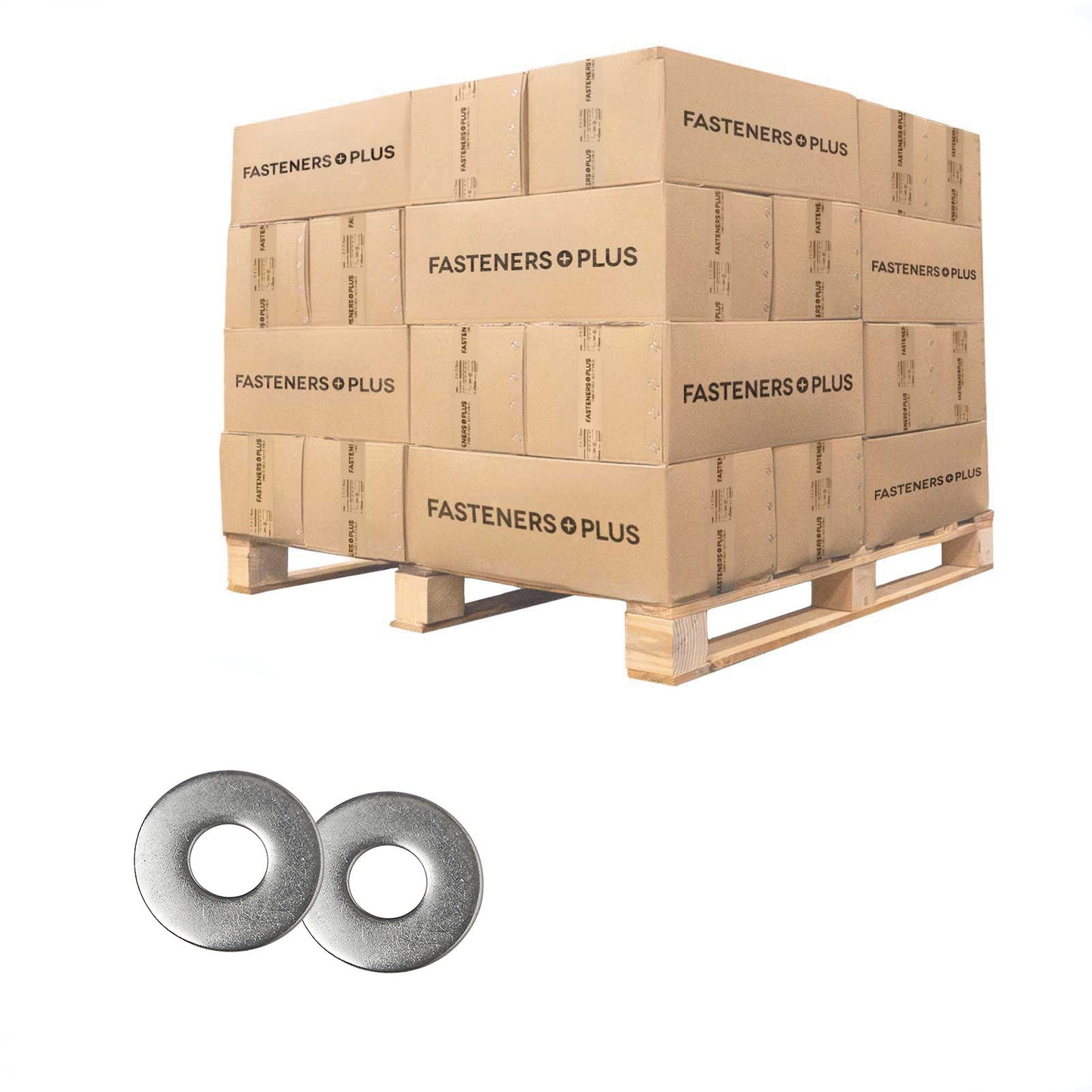 Conquest 5/16" USS Flat Washer - 18-8 Stainless Steel, Qty. 120,000 - Pallet