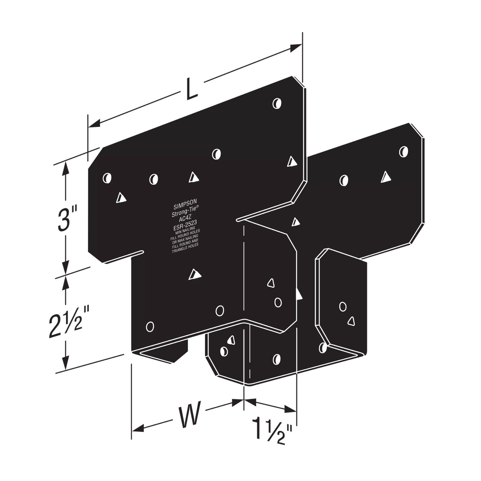 Simpson Strong-Tie AC4PC Ornamental Adjustable Post Cap For 4x Post - Black Powder Coat, ZMAX Specification