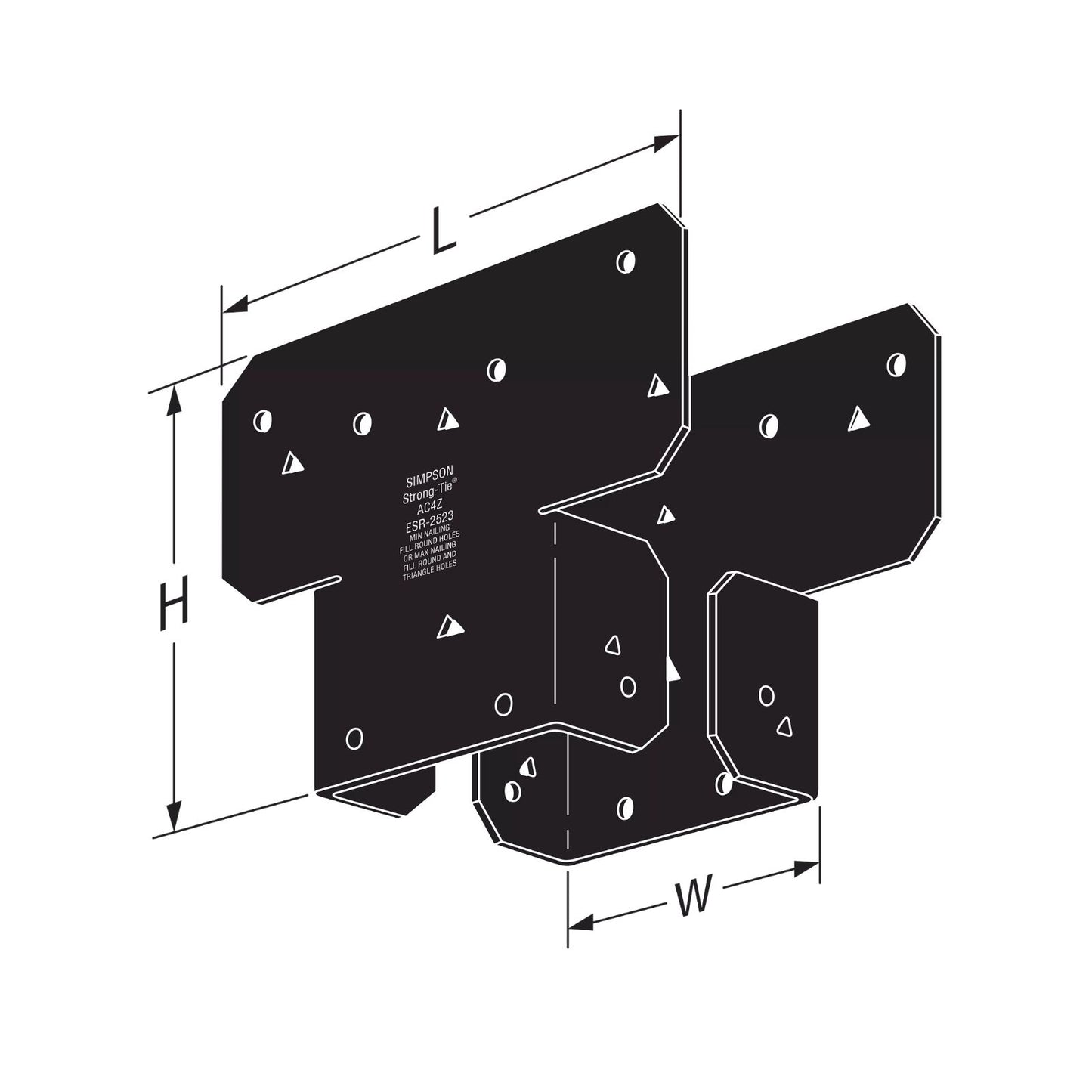 Simpson Strong-Tie AC4PC Ornamental Adjustable Post Cap For 4x Post - Black Powder Coat, ZMAX Specification 