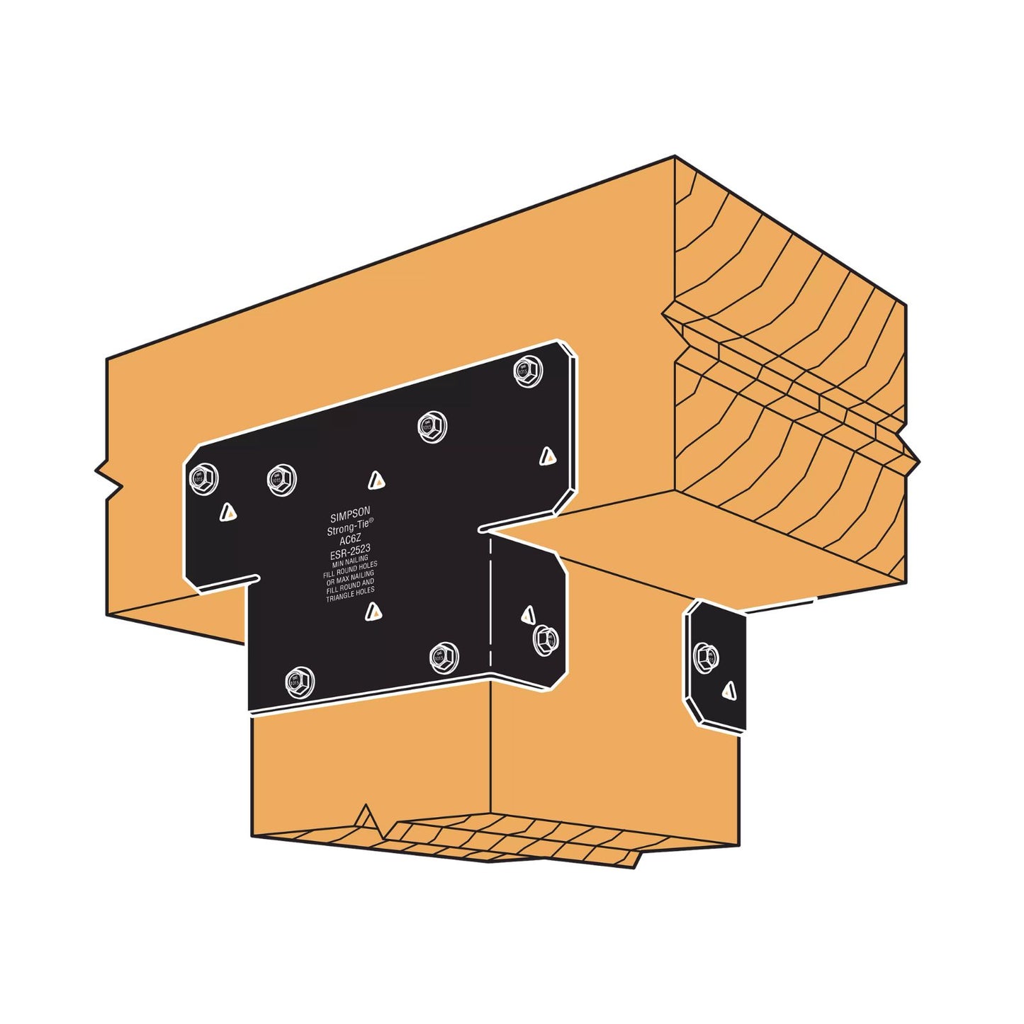 Simpson Strong-Tie AC6PC Ornamental Adjustable Post Cap For 6x Post  - Black Powder Coat, ZMAX Installation Illustration 