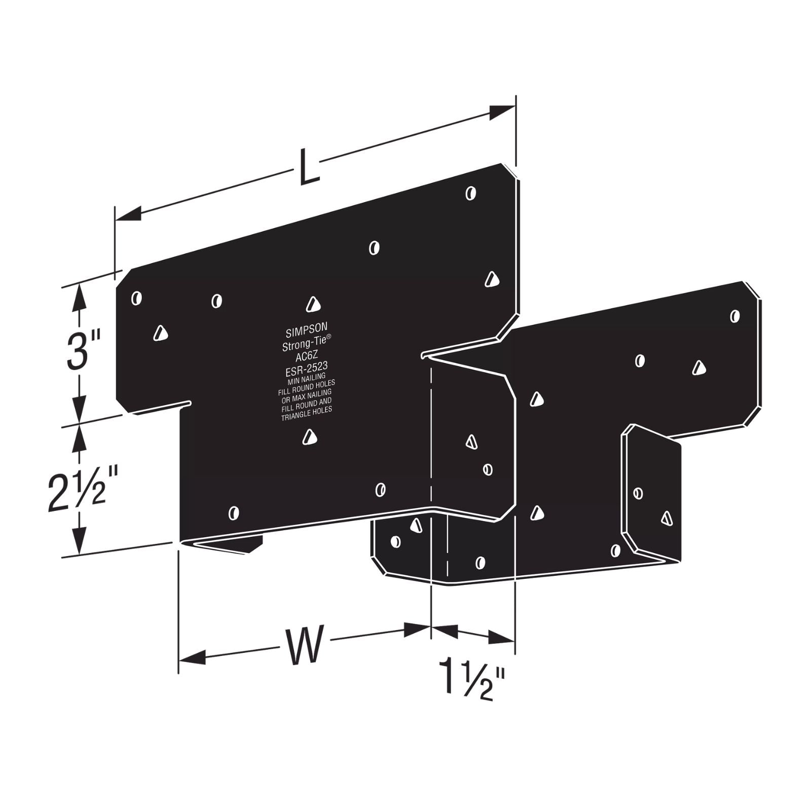 Simpson Strong-Tie AC6PC Ornamental Adjustable Post Cap For 6x Post  - Black Powder Coat, ZMAX Specification 

