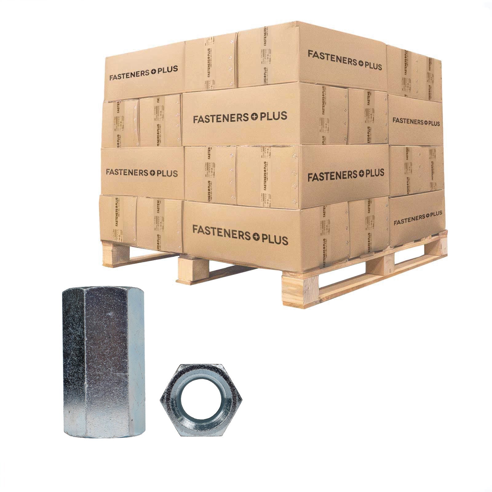 Conquest 1-1/2" x 4" A563 Grade A Coupling Nut - Zinc, Qty. 840 - Pallet