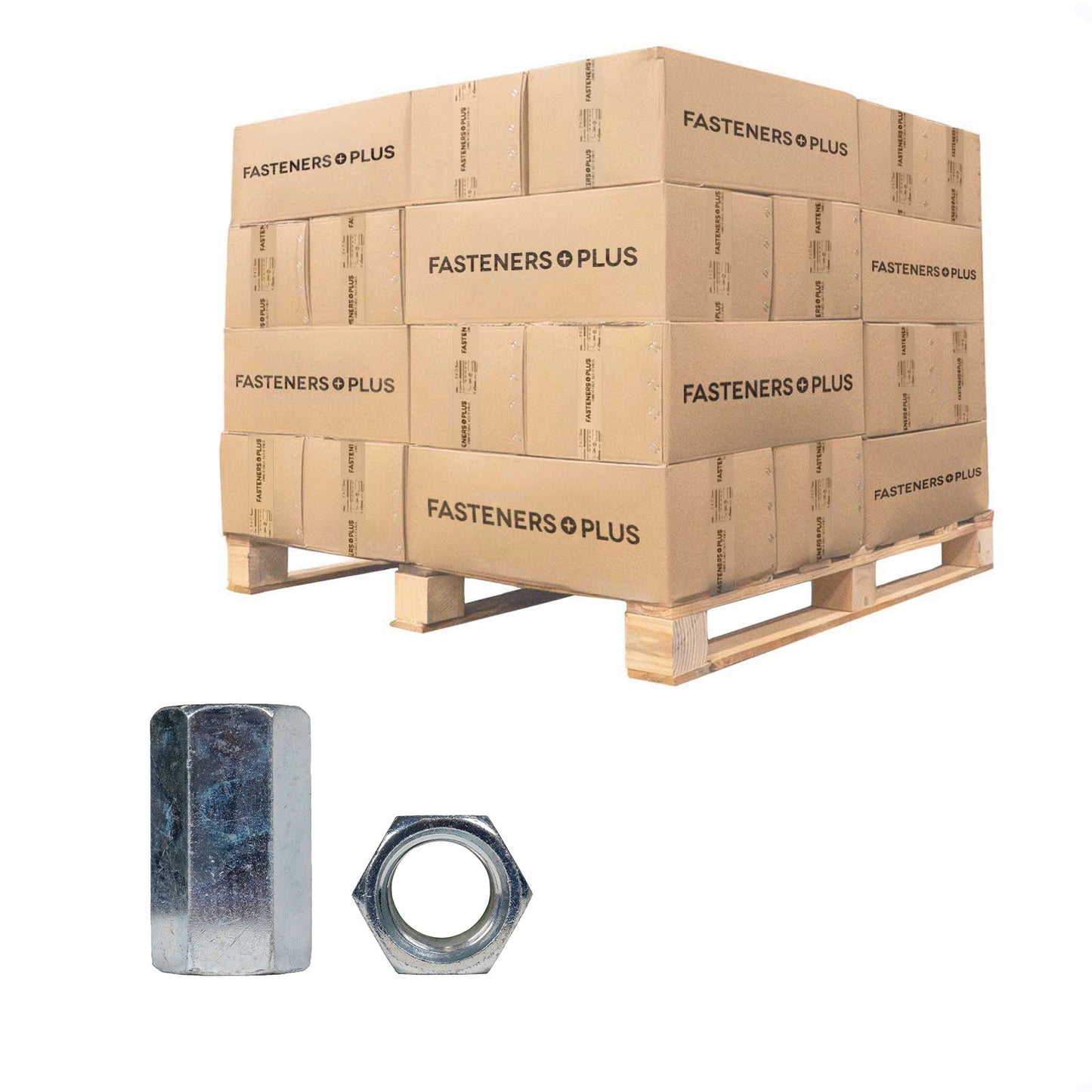 Conquest 1-1/4" x 3" A563 Grade A Coupling Nut - Zinc, Qty. 960 - Pallet