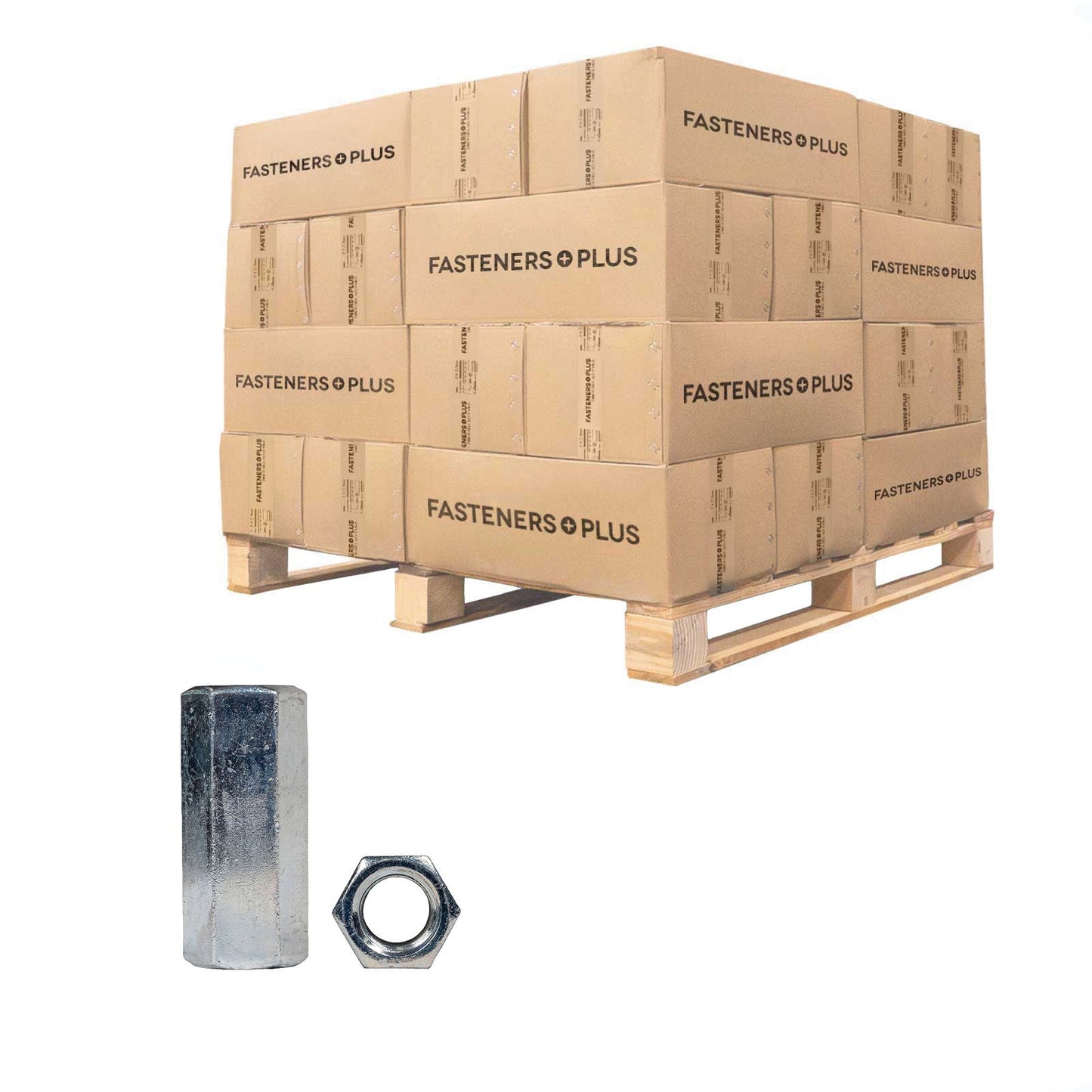 Conquest 1/2" x 1-3/4" A563 Grade A Coupling Nut - Zinc, Qty. 14,400 - Pallet