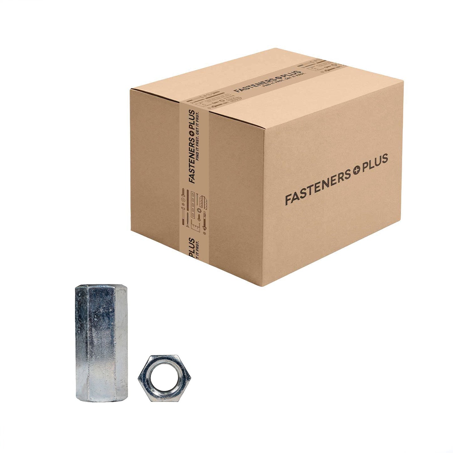 Conquest 1/2" x 1-3/4" A563 Grade A Coupling Nut - Zinc, Qty. 400 - Carton