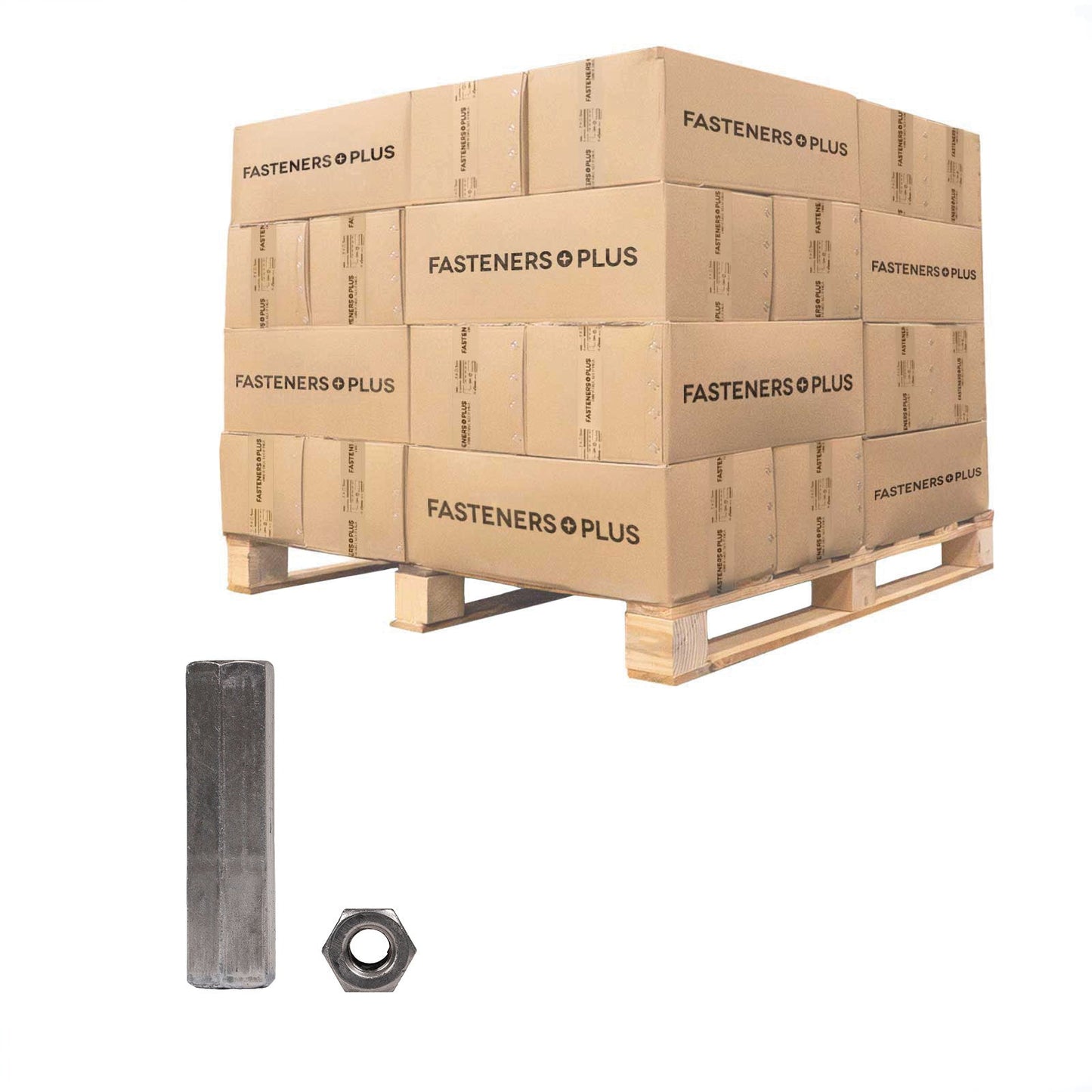 Conquest 1/4" x 1-3/4" A563 Coupling Nut - Plain, Qty. 18,000 - Pallet