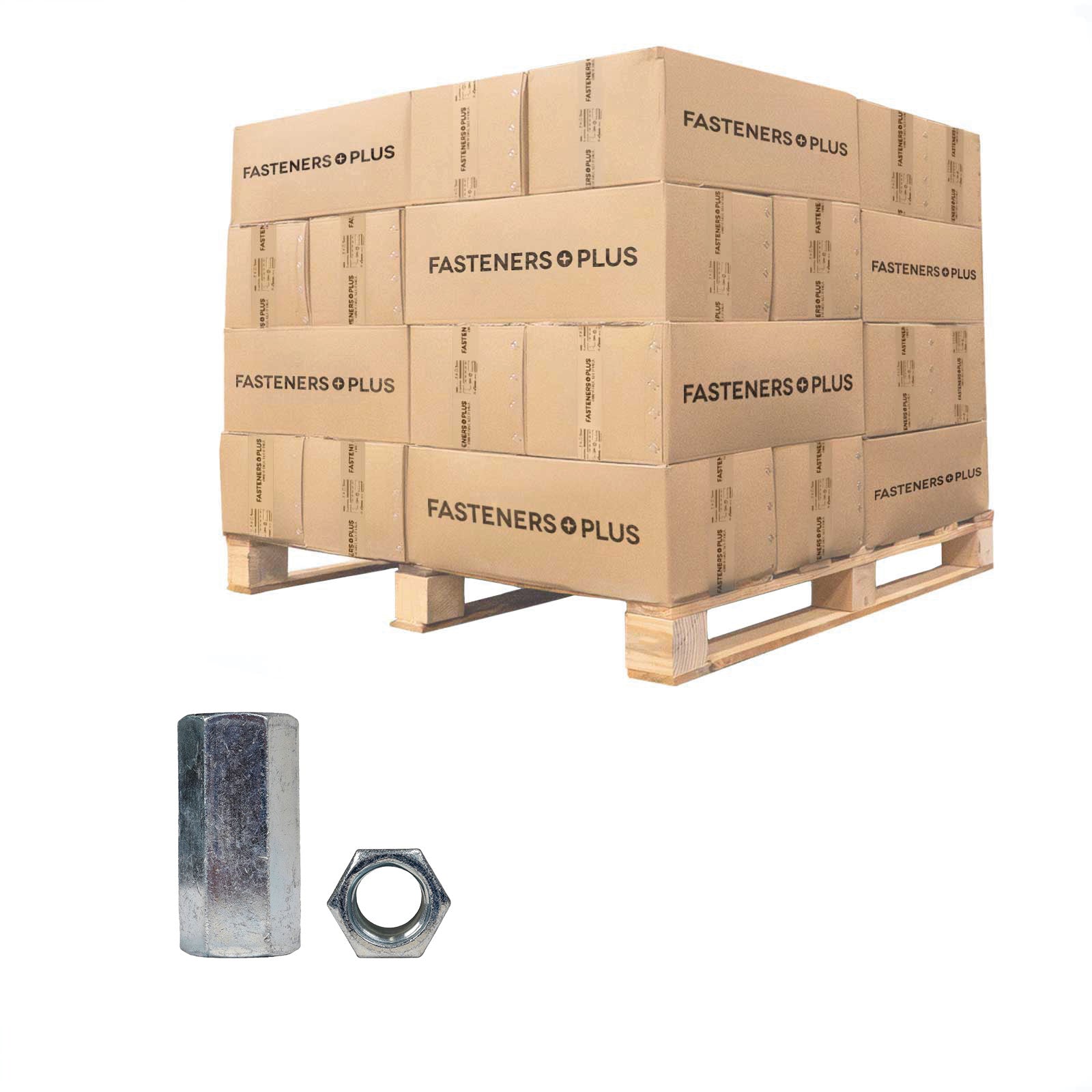Conquest 3/4" x 2-1/4" A563 Grade A Coupling Nut - Zinc, Qty. 3,600 - Pallet