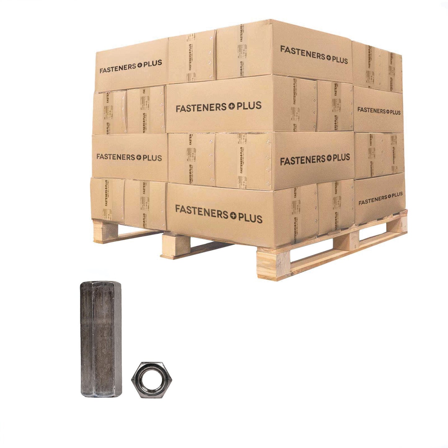 Conquest 3/8" x 1-3/4" A563 Coupling Nut - Plain, Qty. 18,000 - Pallet