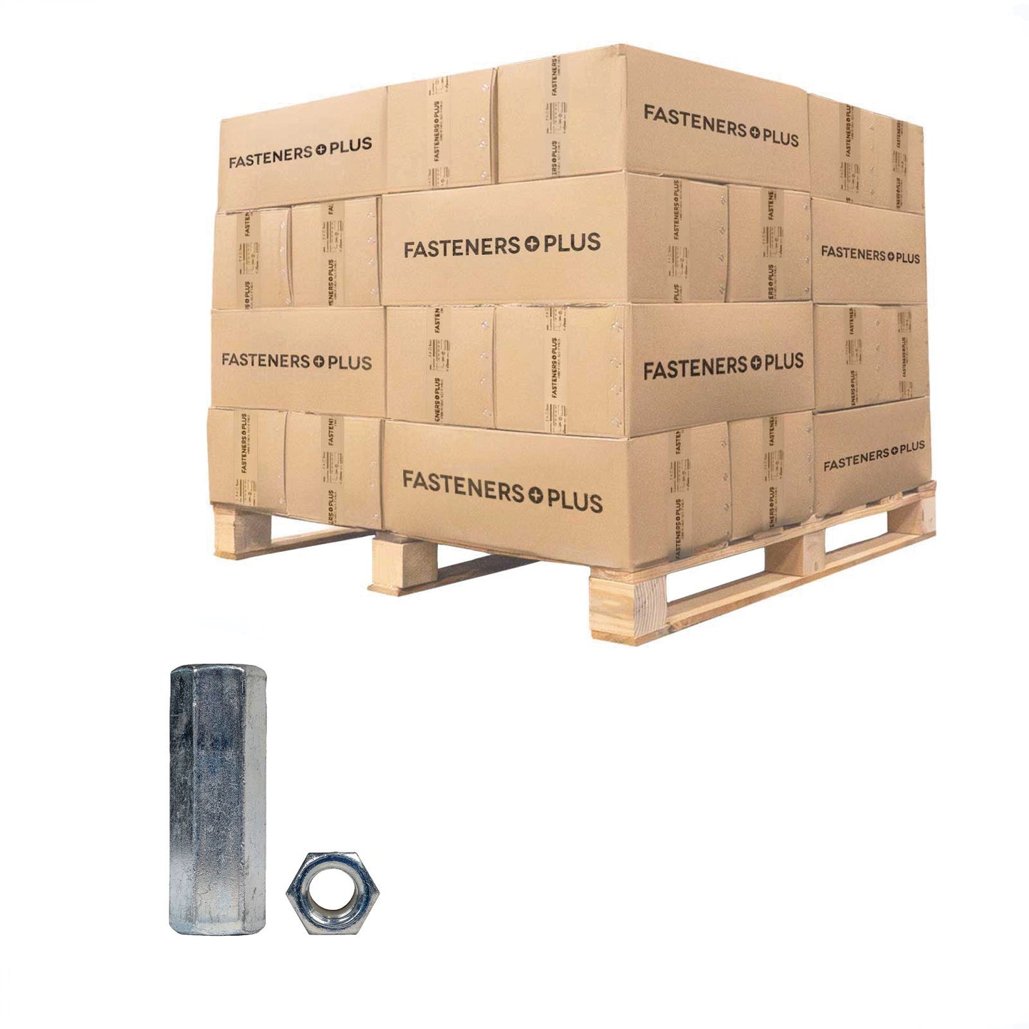 Conquest 3/8" x 1-3/4" A563 Grade A Coupling Nut - Zinc, Qty. 18,000 - Pallet