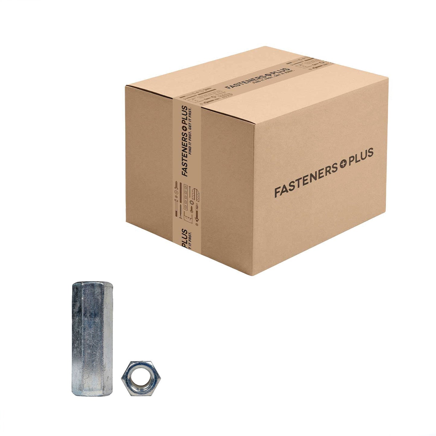 Conquest 3/8" x 1-3/4" A563 Grade A Coupling Nut - Zinc, Qty. 500 - Carton