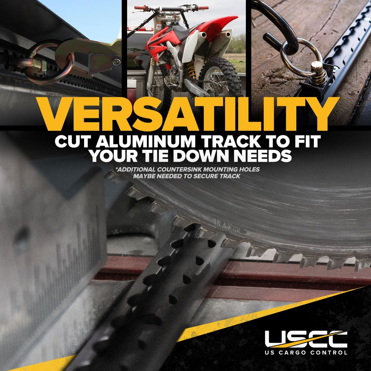 4' L Track Tie Down System Kit | Black Aluminum L-Track | 2-Pack