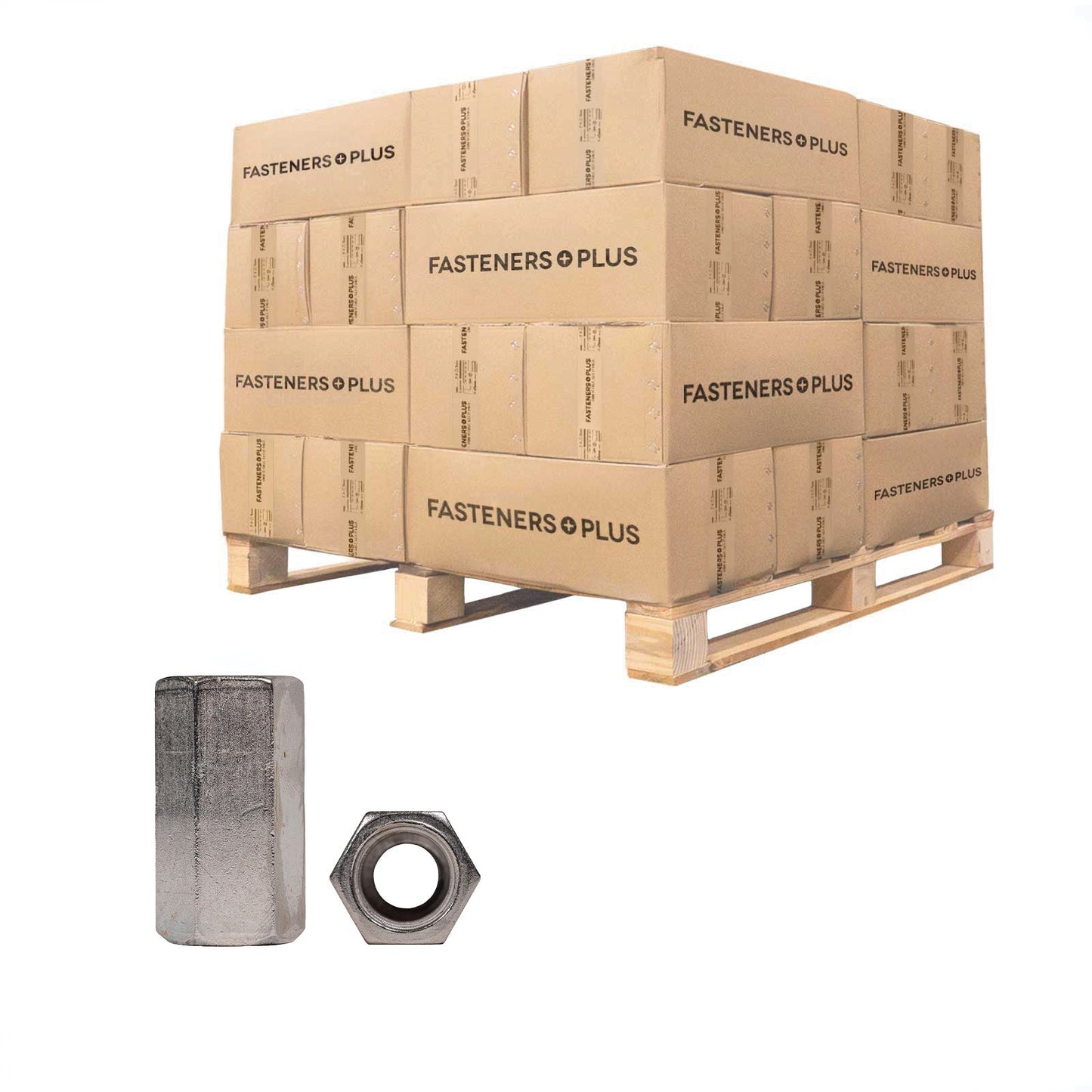 Conquest 1/2" to 3/8" x 1-1/4" Reducing Rod Coupling Nut - 18-8 Stainless Steel, Qty. 12,600 - Pallet