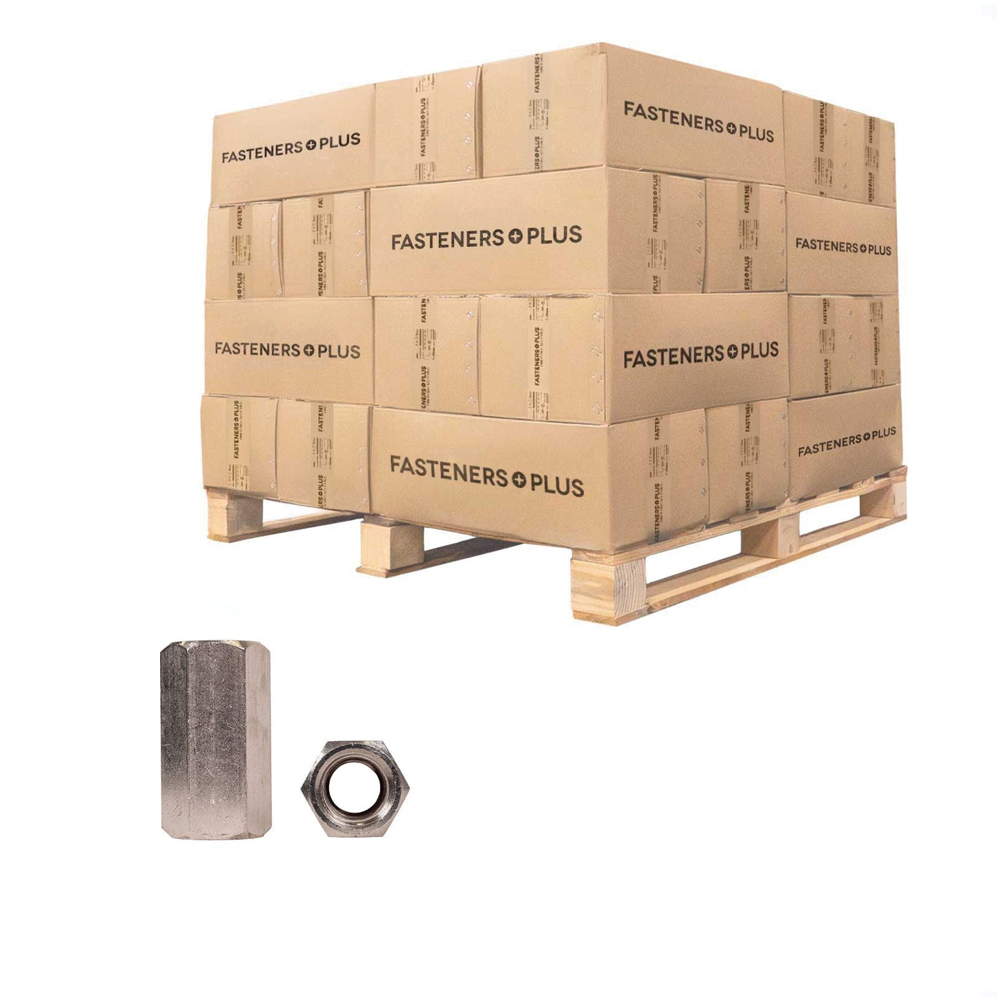 Conquest 3/4" to 5/8" x 2" Reducing Rod Coupling Nut - 18-8 Stainless Steel, Qty. 2,700 - Pallet