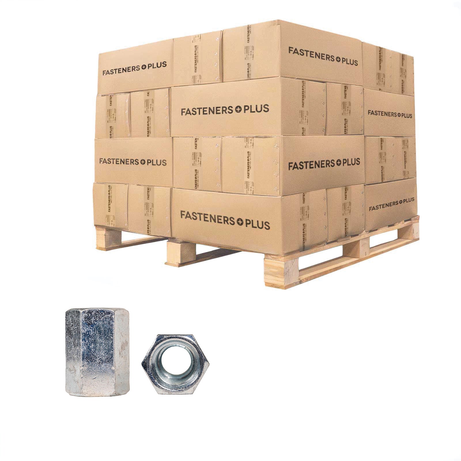 Conquest 5/8" to 1/2" x 1-1/4" Reducing Rod Coupling Nut - Zinc, Qty. 14,400 - Pallet