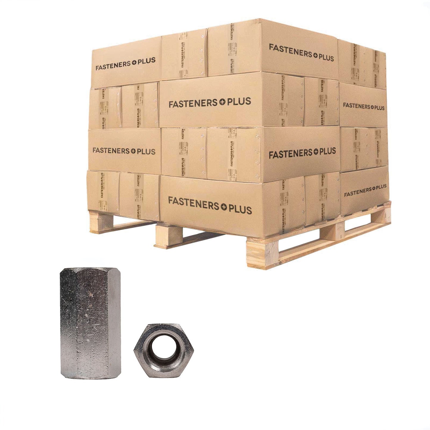 Conquest 5/8" to 1/2" x 1-3/4" Reducing Rod Coupling Nut - 18-8 Stainless Steel, Qty. 3,600 - Pallet